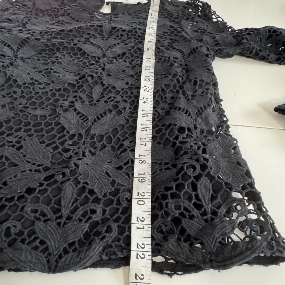 Stevie May Long Sleeve Top Lace Blouse Sheer Arm Crewneck Black Size S - Picture 6 of 7
